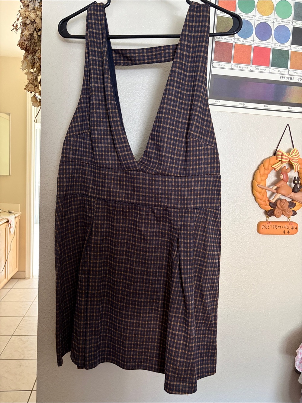American Eagle Outfitters Brown and Black Plaid Mini Dress